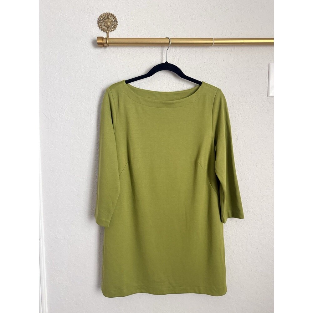 J. Jill Ponte Green Boat Neck Solid 3/4 Sleeve Top Women’s Sz M
